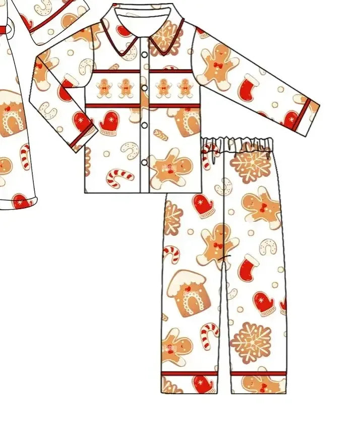 Boutique Kids Night Sleeping Bathrobe Dressing Gown Baby Robe Pajamas Toddler Boy Christmas Gingerbread Clothing Set