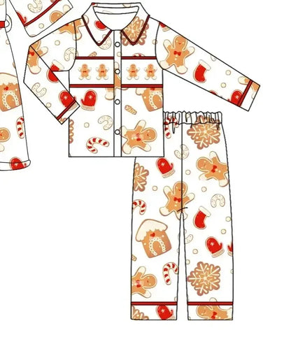 Boutique Kids Night Sleeping Bathrobe Dressing Gown Baby Robe Pajamas Toddler Boy Christmas Gingerbread Clothing Set