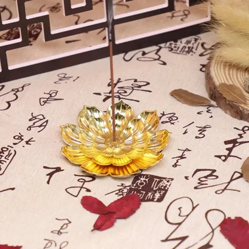 Incense Stick Holder Alloy Lotus Line Incense Burner Yoga Sage Sandalwood Coil Base Bronze Crafs Home Decor Christmas Gift