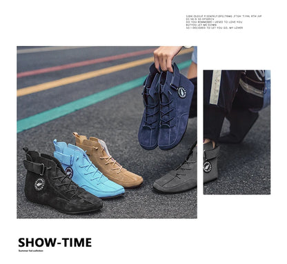 YRZL Men's Shoes Ankle Boots Lightweight Anti-slip Man Casual Walking Shoes Soft Soles Comfortable Breathable Blue Shoes for Men