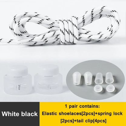 1 Pair Lazy Laces Elastic For Sneakers Snap Lock Shoelaces Without Ties Suitable For Children And Adults Round Shoelace Artifact