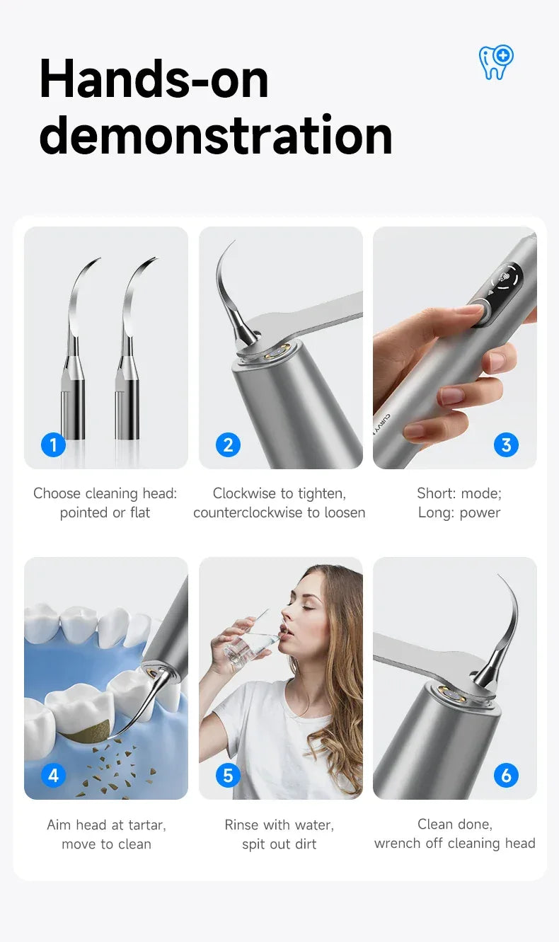 CURVY MOON Visible Electric Ultrasonic Tooth Cleaner with Camera Tartar Remover Tooth Stain Cleaning Tools Teeth Whitening Care