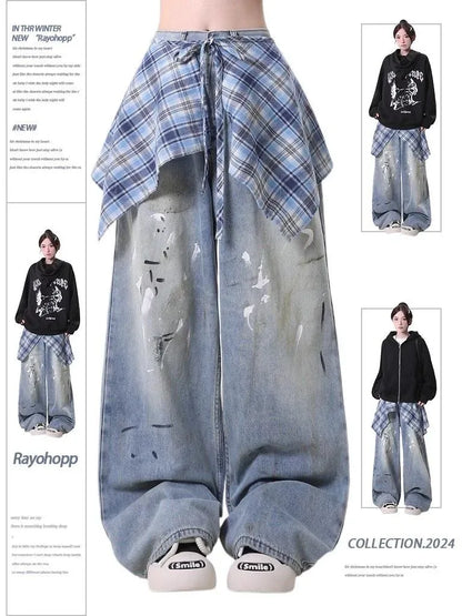 2025 Harajuku Fashion Hip-pop Sweatpants Women Y2K Gothic Sweet Long Wide Leg Pants Korea Chic High Waist Loose Dance Trousers