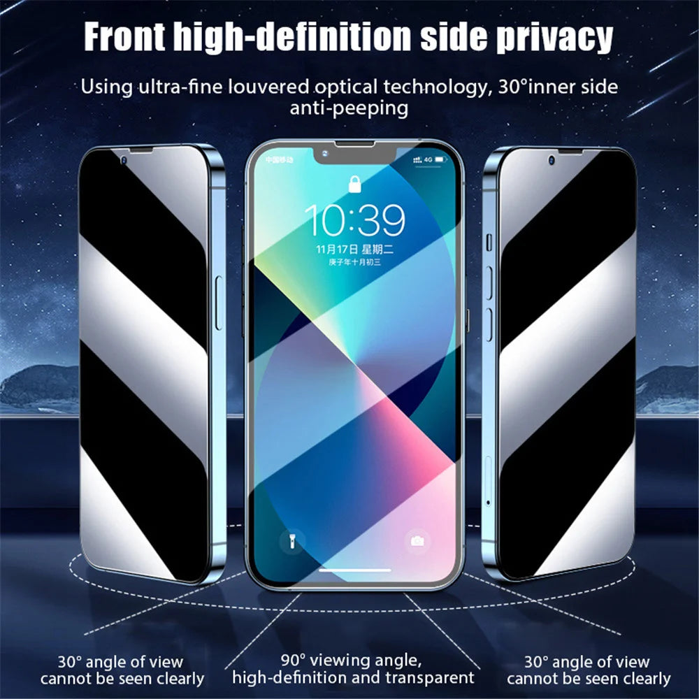 1~3PCS Anti Spy Tempered Glass For iPhone 17 17e 16e 16 15 Pro Max Privacy Screen Protector iPhone 15 14 Plus 13 12 11 Pro Max Antiespia Pelicula de Cristal Templado iPhone 17 Pro Max anti-peeping Protective Film