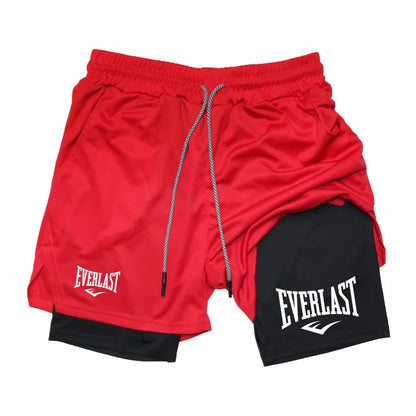 Men Running Shorts 2 in 1 Double-deck Sport Shorts Sportswear Gym Fitness Short Pants Training Jogging Bottom Men's Clothing