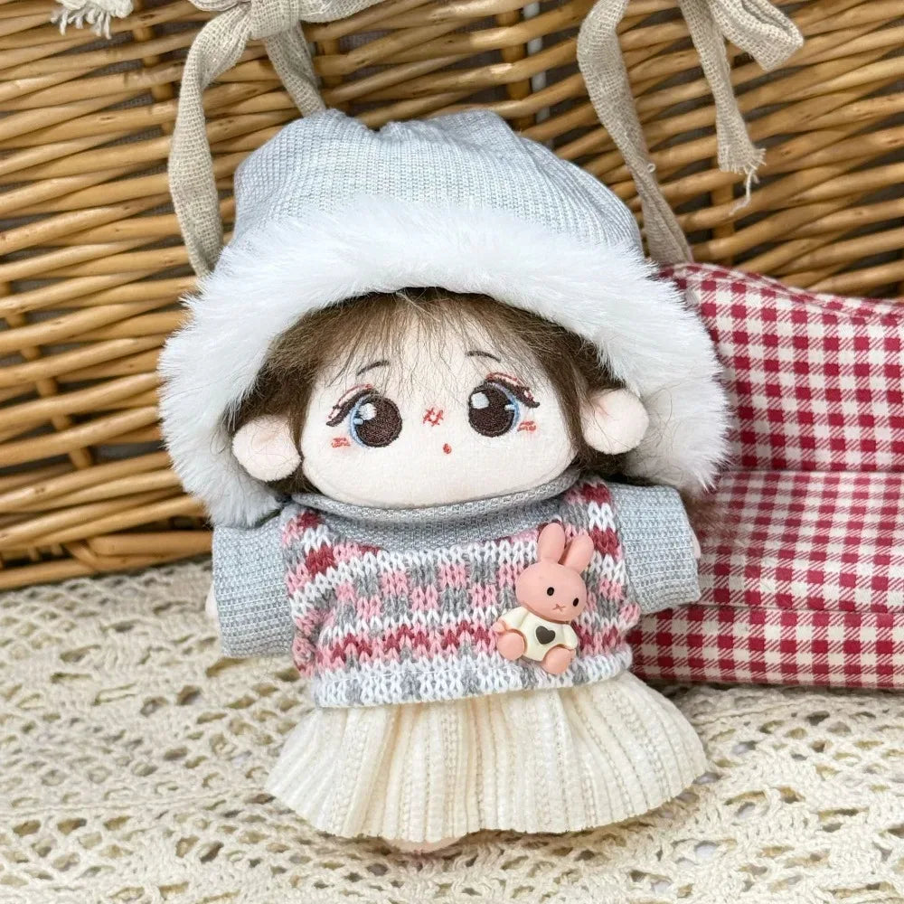 10cm Cotton Doll Clothes Prince Set Autumn Winter Style Starfish Body Wearable Plush Doll Change Retro Skirt Overalls Set