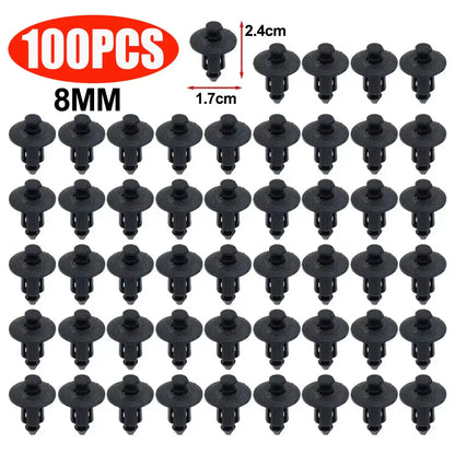 Car 8mm/6mm Hole Plastic Rivets Fastener Push Clip Black Auto Vehicle Door Trim Panel Retainer Fastener Clip Car Accessories