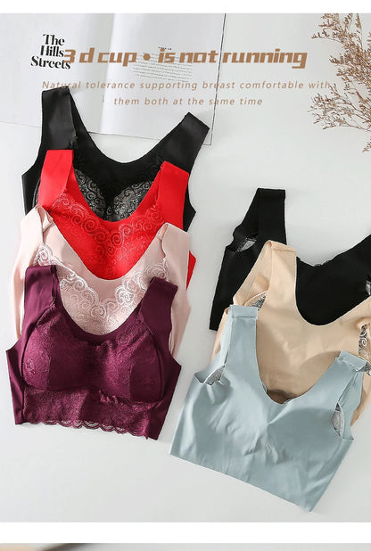 Bras For Women Underwear Plus Size Bra M-5XL Wire Free Brassiere Summer Wireless Bralette Push Up Sexy Lace Bra With Padding