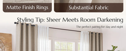 Jinchan Single Panel Faux Linen Blackout Curtain, Metal Grommet Top Room Darkening Drapes, Thermal Insulated Shield(Grey/Beige)