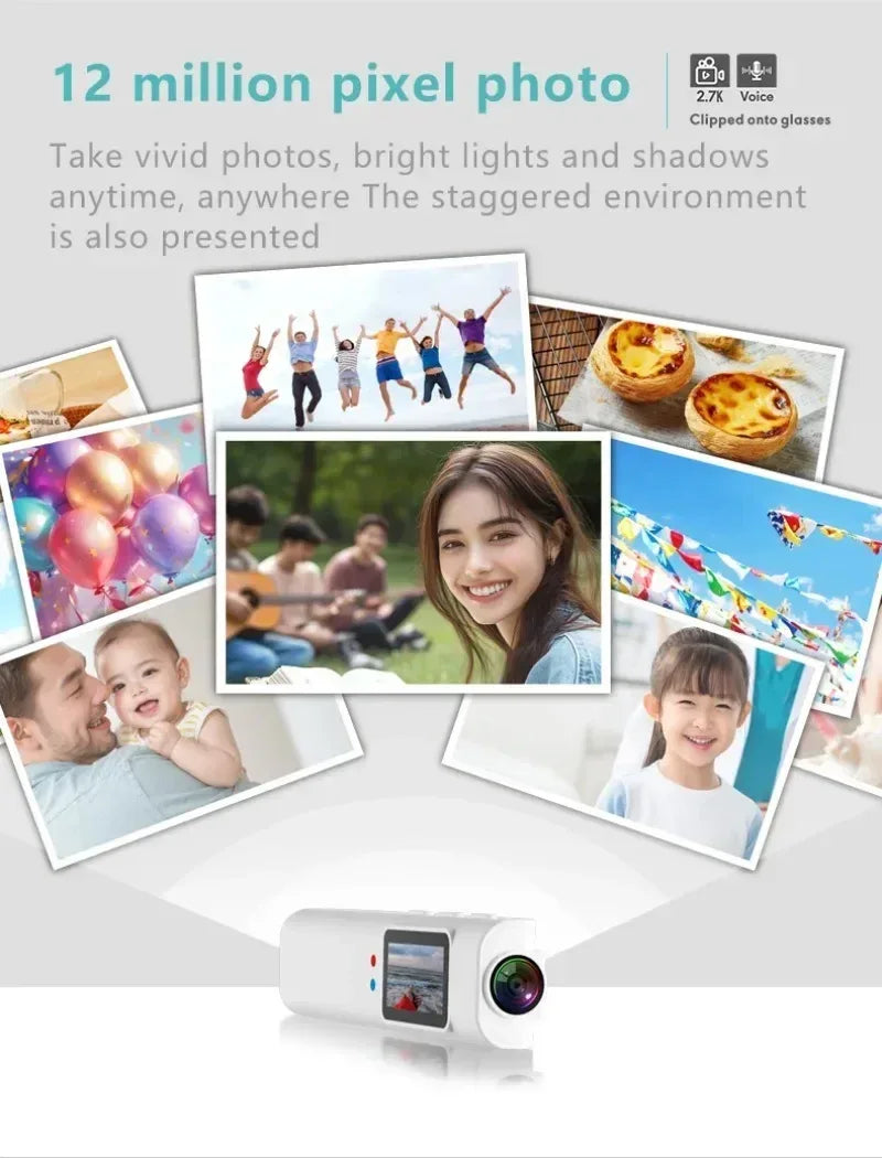 2.7K HD FPV Glasses Camera Wearable WiFi Video Camcorder 110°Wide Angle Lens Anti-shake Built-in Battery APP Control FPV Camera