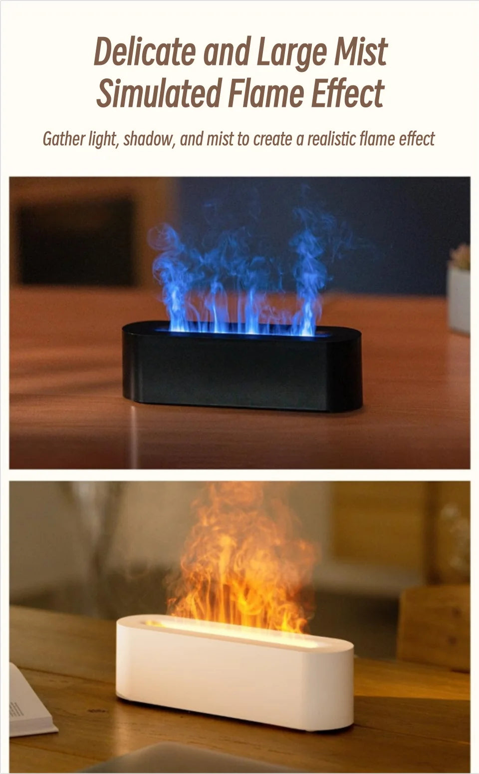 New 7 Colors Flame Lamp Air Humidifier Aromatherapy Diffuser USB Ultrasonic Cold Mist Sprayer Essential Oil Diffuser Humidifier