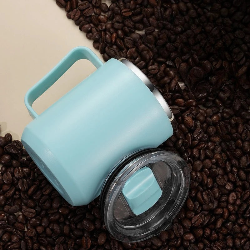 450ML Stainless Steel Insulated Mug with Lid Double Layered Cup Wall Coffee Thermos Cup for Office Outdoor Portable Water Bottle