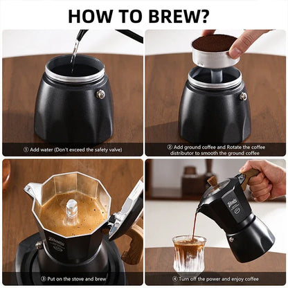 Bincoo Dual Valve Moka Pot Espresso Maker Mocha Pot Brewed Coffee Pot 220V Electric Stove Concentrated Extraction Barista Tools