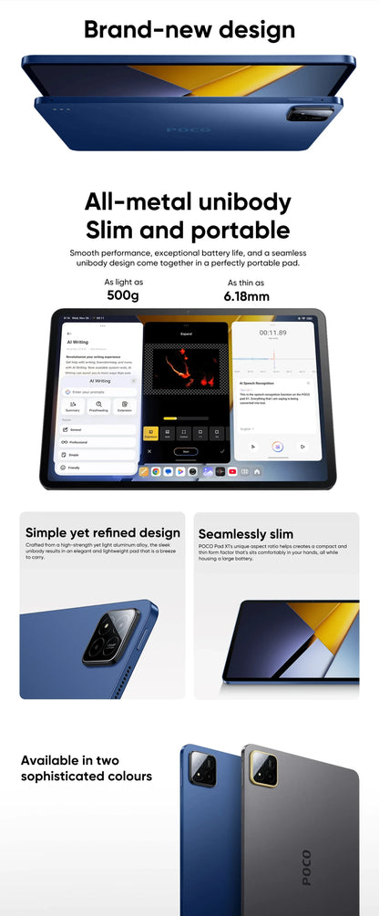 Global Version POCO Pad X1 Tablets Snapdragon 7+ Gen 3 11.2'' 144Hz Display 13MP 8850mAh 45W Turbo Charging 8GB 512GB Wi-Fi