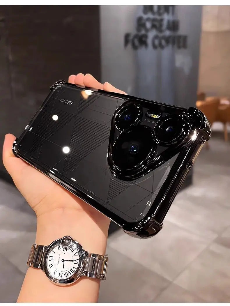 Case For Huawei Pura 80 Ultra 80 Pro plus Luxury Electroplating Transparent Four Corners Shockproof Back Cover For Huawei Pura80