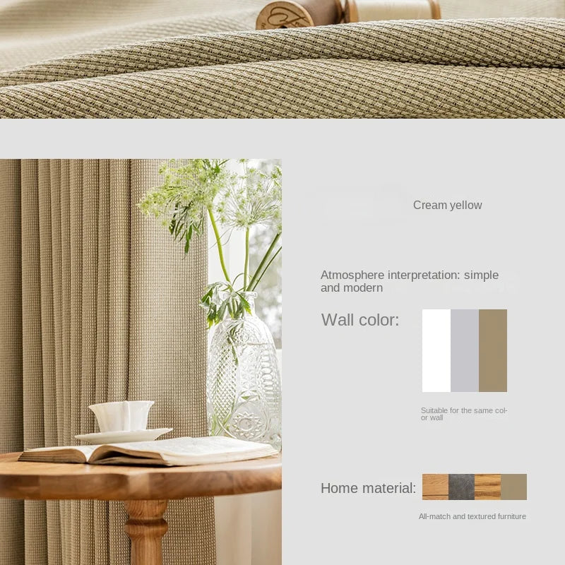 Modern Simple Balcony Drapes Light Luxury Bedroom Thick Blackout Curtain Large Area Bay Window Curtains Home Living Room Drape
