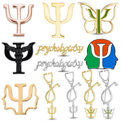 DCARZZ Psychology Psi Brooches Medical Charm Backpack Lapel Pins Badge Medicine Jewelry for Psychologist Doctor Nurse