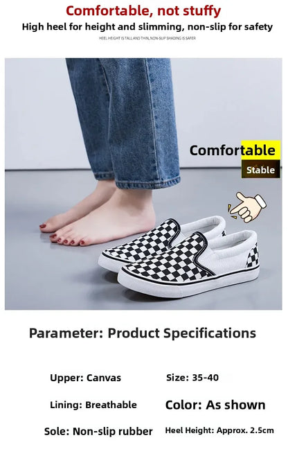 Hand-Painted Canvas Shoes Elastic Unisex Spring 2025 Style Korean Version Flat Heel Breathable Cotton Lined All-Season Footwear