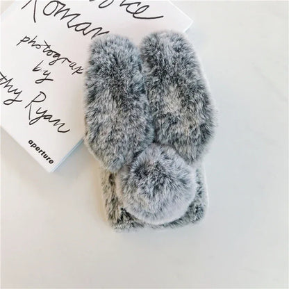 Soft Plush Phone Case For Xiaom Poco C85 C75 C71 C65 C61 C55 C51 C50 C40 C31 C3 Warm Winter Furry Rabbit Bunny Fur Cover