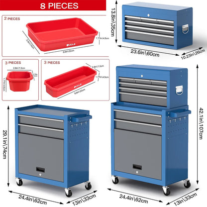 AIRAJ Large 8 Drawers Tool Chest,Rolling Tool Chest with Wheels,Heavy Duty Tool Storage Cabinet,with Tool Box Organizer