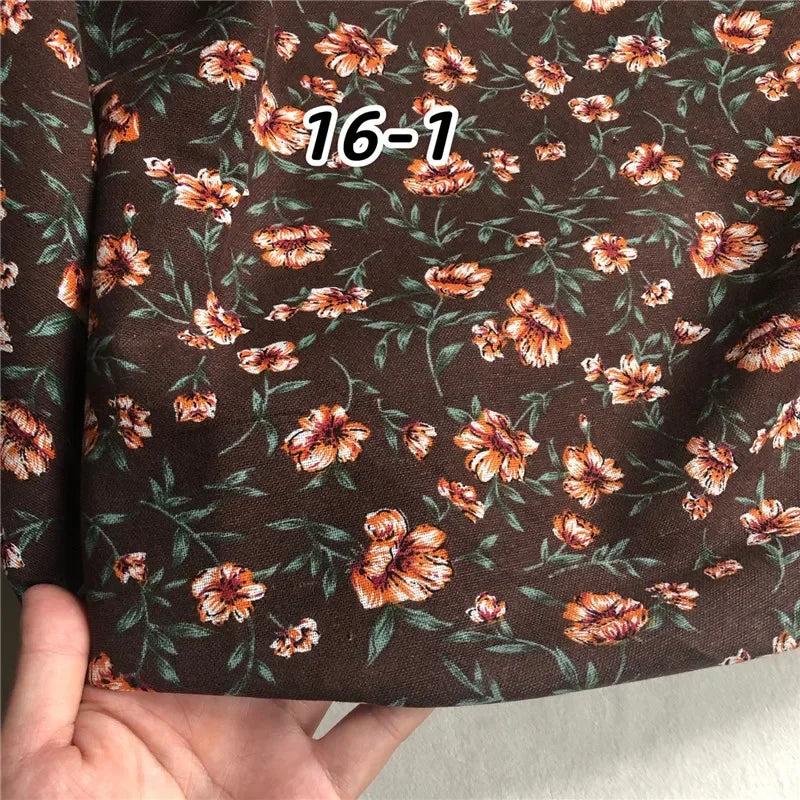 145cm Wide Printed Cotton and Linen Fabric Small Floral Patterns Retro Shirt Dress DIY Clothing Sewing Fabric 90% Cotton Content
