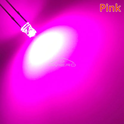 100Pcs F3 3mm 2pins Flat White Red Yellow Blue Green Pink Diode Led Wide Angle Light Emitting Diodes Lamp Ultra Bright LED Bulbs