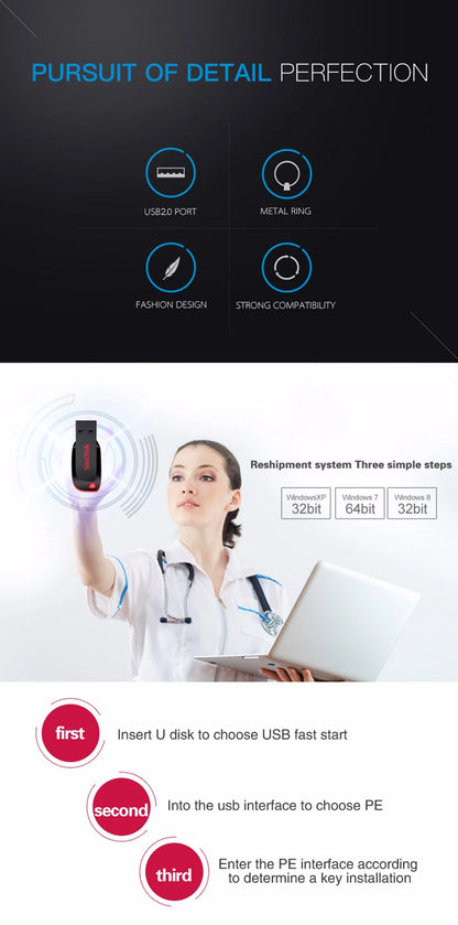 SanDisk CZ50 USB2.0 Pendrive 32GB 16GB 64GB USB Flash Drive Pen Drive U Disk Mini Flash Drive Cruzer Blade 100% Original