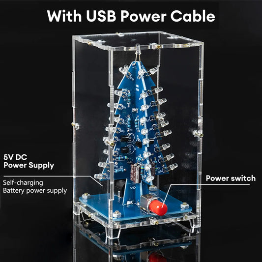 Three-Dimensional 3D Christmas Tree LED DIY Kit Colorful LED Flash Circuit Kit Electronic Fun Suite by PDG ibma