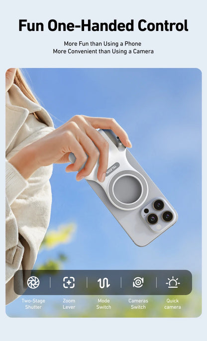 TELESIN Phone Camera Shoot Hand Grip Magnetic Smart Phone Holder Shooting Aid Remote Control Handle For Iphone Android Phone