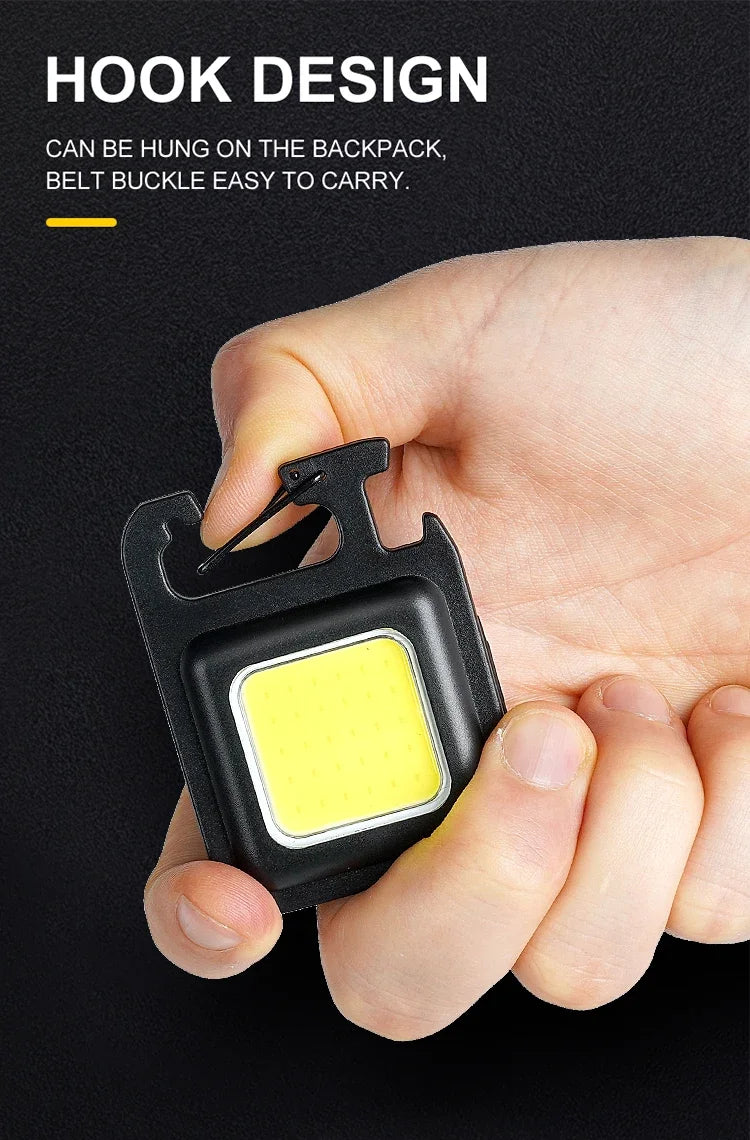 Super Bright MINI COB Keychain Flashlight Charging Lamp Camping Lights with Magnet 4 Lighting Modes for Camping Home