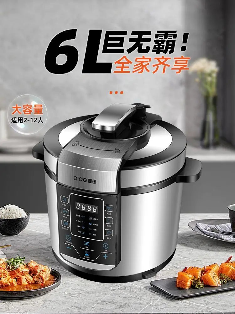 6L electric pressure cooker household large capacity 304 stainless steel intelligent pressure cooker multi-functional 220V
