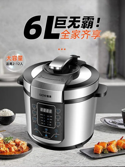 6L electric pressure cooker household large capacity 304 stainless steel intelligent pressure cooker multi-functional 220V