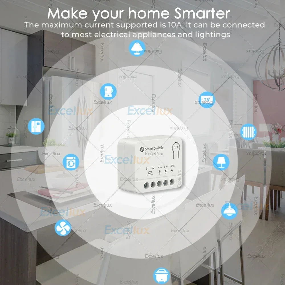 10A Mini Zigbee Smart Switch Module DIY Lighting Relay Breaker Intelligent Life App Control Work with Home Assistant Zigbee2MQTT