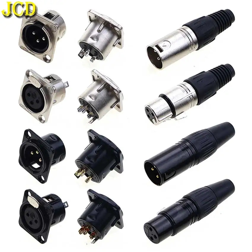 JCD XLR 3pin Male Female Panel Audio Microphone Mixer Plug Jack Connector YS145 YS146 Male Female 3 Core XLR Metal Socket