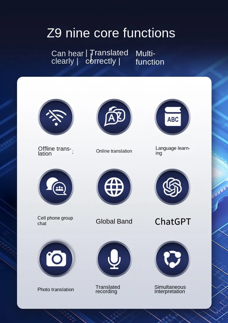Smart Translator Z9 Global Languages Voice Intelligent Online Translation Machine Speech Translate Device Support 4G SIM Card