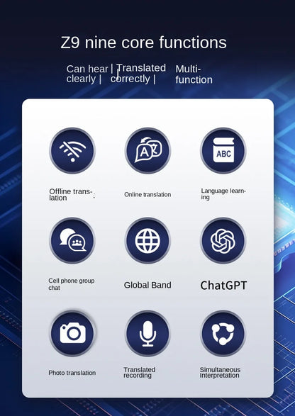 Smart Translator Z9 Global Languages Voice Intelligent Online Translation Machine Speech Translate Device Support 4G SIM Card