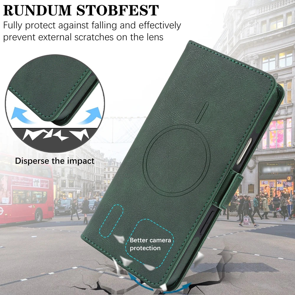 2 in 1 Magsafe Wallet Case For iPhone 17 Promax Air 16 Pro Max 15 Plus 14 13 12 iphone17 Cards Slot Leather Flip Phone Cover