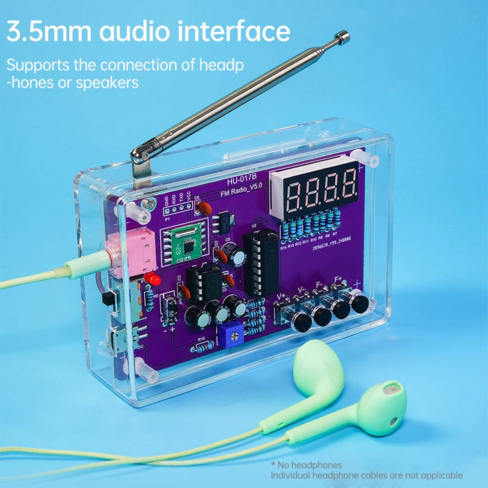 DIY FM Radio Electronic Kit  87-108MHz Adjustable Frequency Digital Display Soldering Project Practice Solder RDA5807S