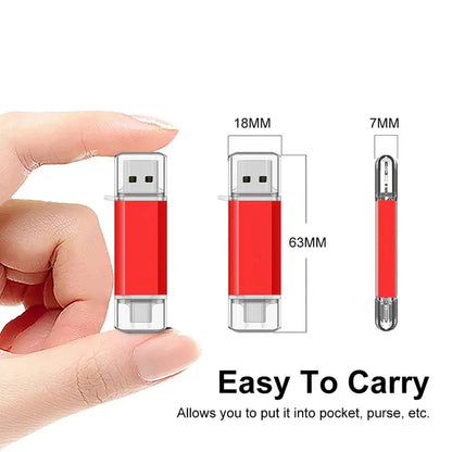 NEW Type-C 2 in 1 OTG 128GB 64GB Pendrive High Speed USB Flash Drive OTG Pen Drive 64GB 128GB 2 in 1 Type C OTG USB Flash Drive