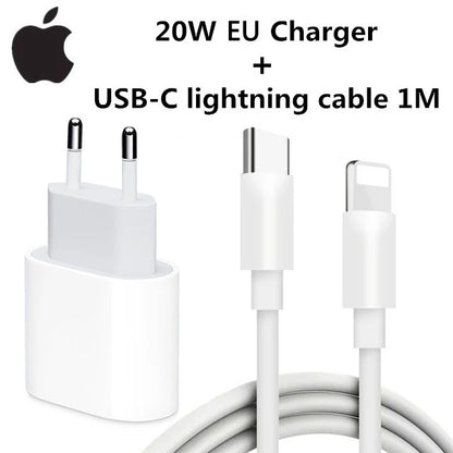 20W USB-C Power Adapter Original Fast Charger for iPhone 17/16/15 Mini pro Max Type C with Apple Cable Compatible with iPhone 14