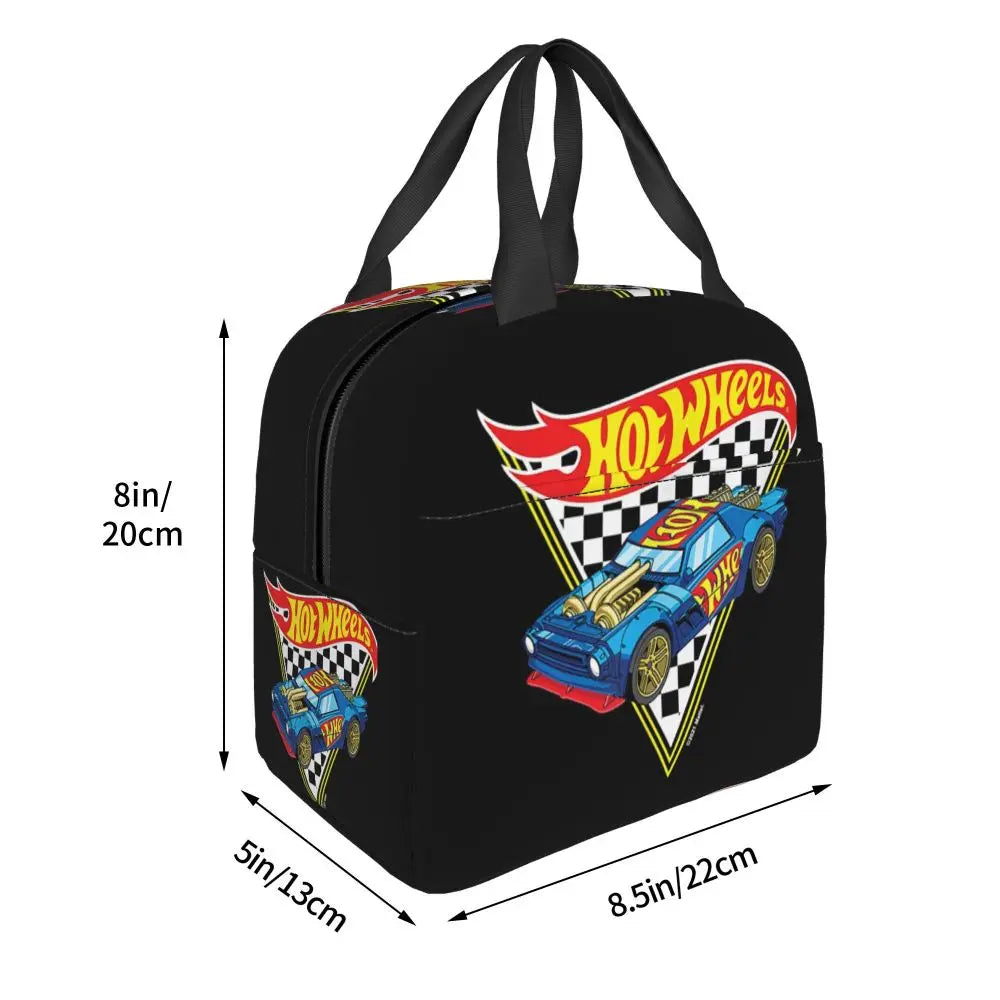 Custom Hot Wheels For Fans Thermal Insulated Lunch Bag Cartoon Sport Car Portable Lunch Container Travel Multifunction Food Box