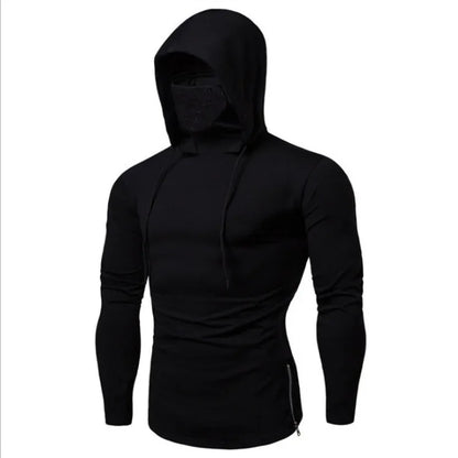 New Embroidery Turtleneck Sweatshirt For Men Japanese Ninja Hoodies Autumn Hip Hop Fleece Pocket Streetwear Oversized Y2K Hoody