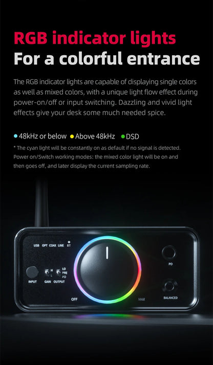 FiiO K7/K7BT  Balanced HiFi DAC Headphone Amplifier AK4493S*2, XMOS XU208 PCM384kHz DSD256,USB/Optical/Coaxial/RCA Inputs
