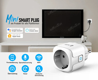 Matter WiFi Smart 16A/20A Plug EU Smart Socket Power Outlet Home Appliance for HomeKit SmartThings Works with Siri Alexa