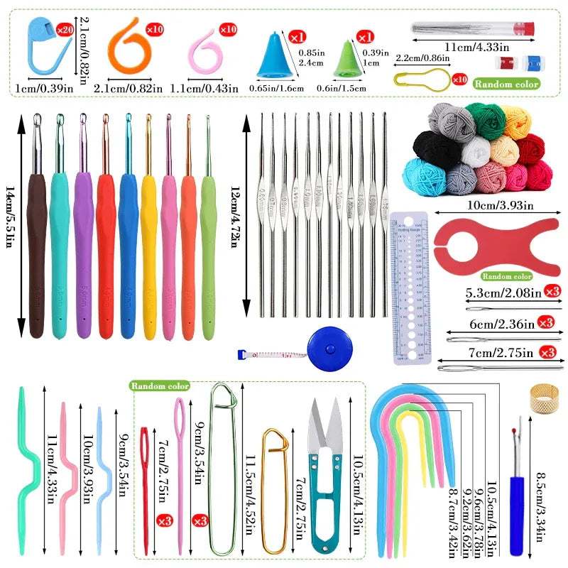 KRABALL Knitting Crochet Hook Set Home Use Sewing Tool DIY Craft Crochet Knit Markers Needles Tools Weaving Accessories With Bag