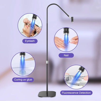 170cm Floor Standing Professional Nail UV Lamp Nail Dryer Stand 6W 5 Levels UV Lash Light Nail Tech Glue Lamp Foot Switch