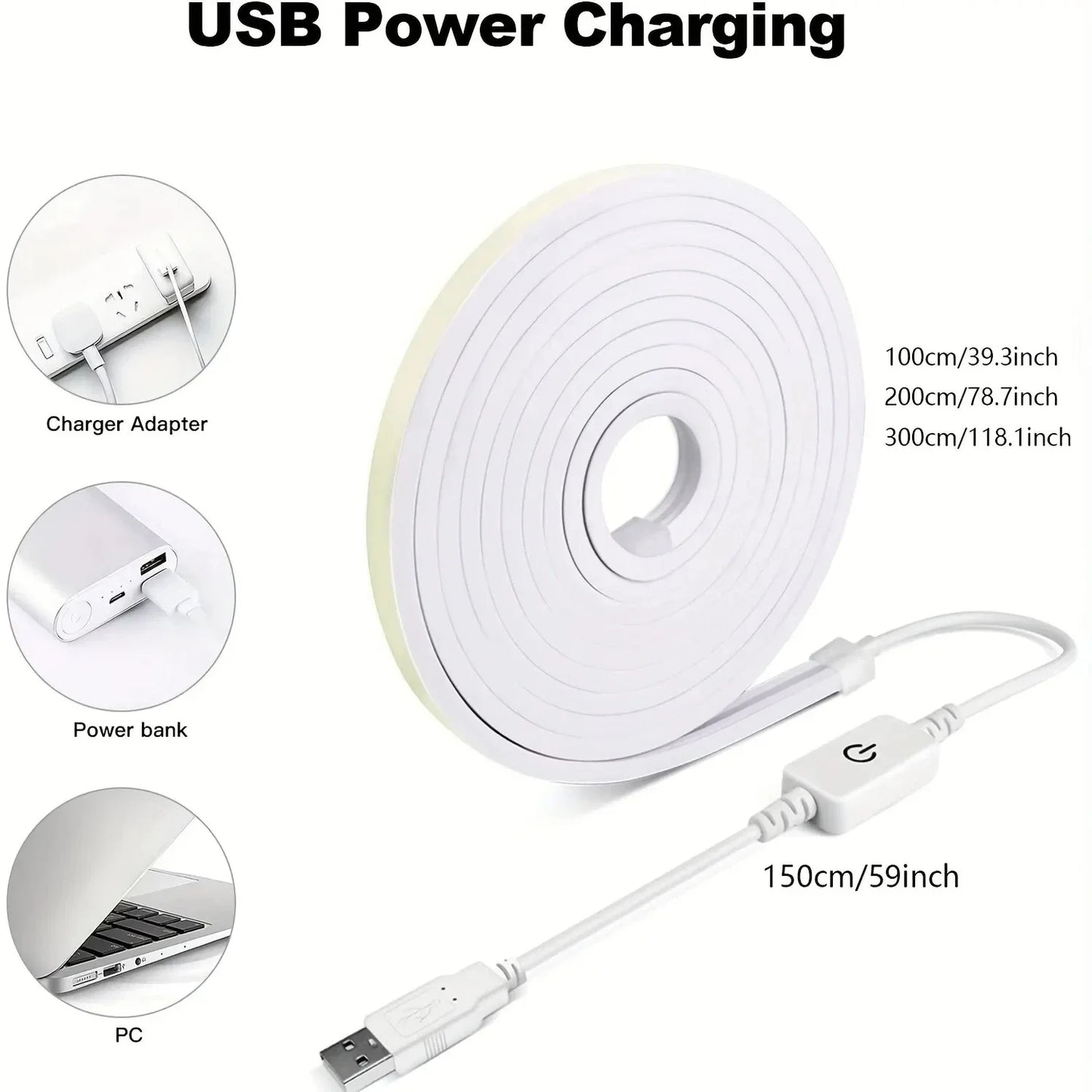 USB 5V Neon LED Strip Light Smart Touch Sensor Dimmable Neon Sign Light Tape Waterproof Flexible Lighting Lamp For Room Decor