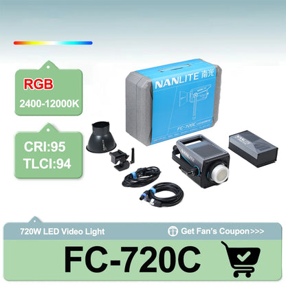 Nanlite FC-720B FC-720C Bowens Mount Video COB Fill Lighting Smart APP Control Bi-color / RGB 2 Version Available for Filmmaking
