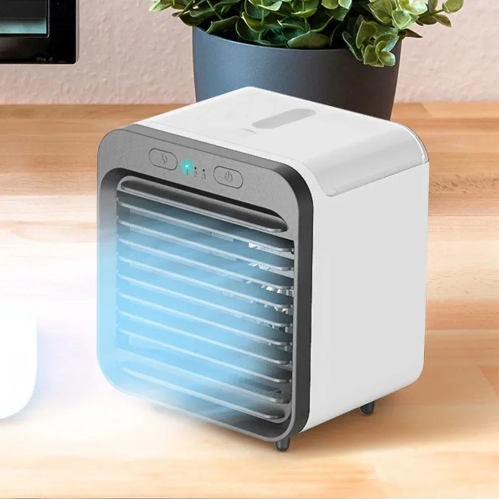 2024 New Mini Portable USB Chargeable 3 Gear Air Conditioner Cooler Fan Air Conditioner Air Cooling Fan Office Desktop Fan