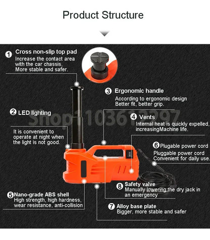 12V 3T/5T 155-450MM 135-360MM Hydraulic Car Floor Jack 150W Rated Power 13A Max.Current Electric Hydraulic Lifting Tools